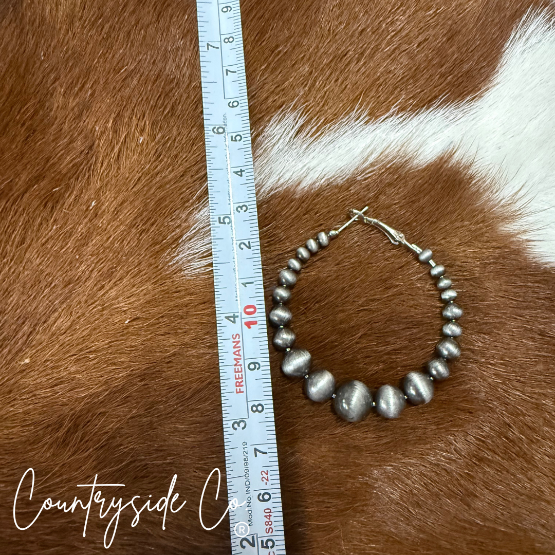Western Bead Hoop Earrings