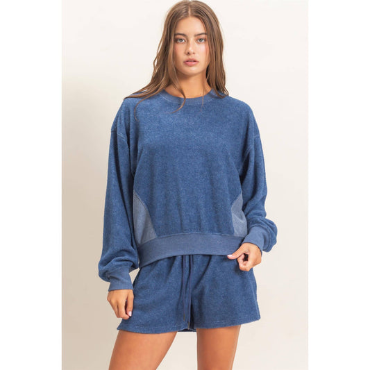 Contrast Sweatshirt & Shorts Set