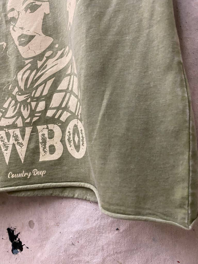 Adios Cowboy regular Cropped Acid wash T-shirt