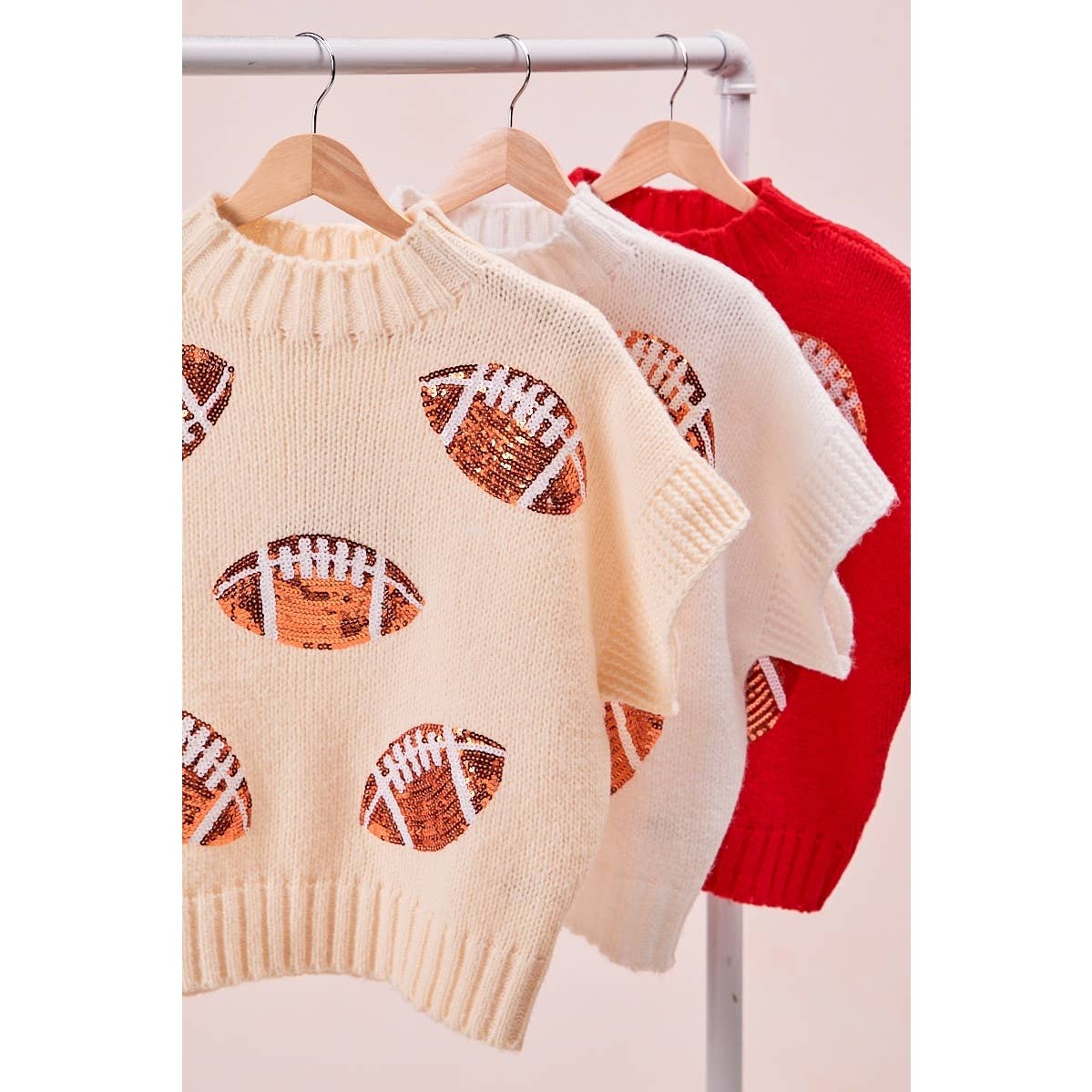 SEQUIN FOOTBALL PATCHES SWEATER