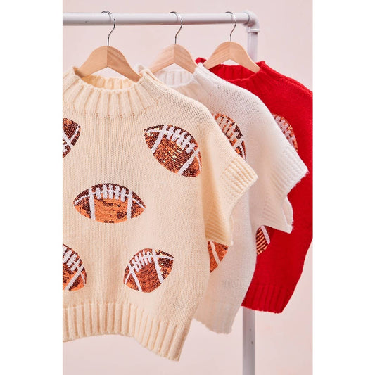 SEQUIN FOOTBALL PATCHES SWEATER