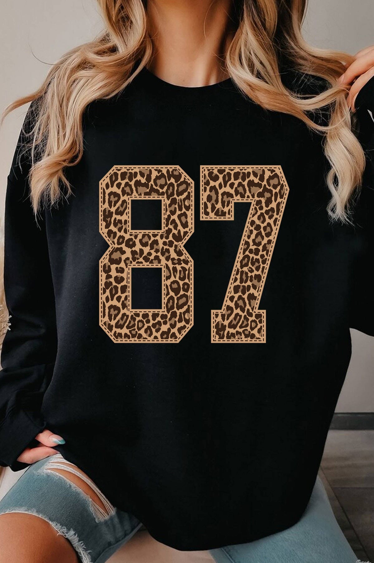 87 LEOPARD GRAPHIC BRUSHED SWEATSHIRTS