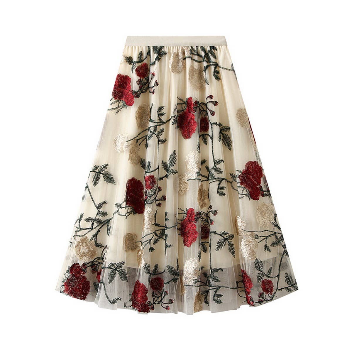 Vintage Floral Embroidered Tulle