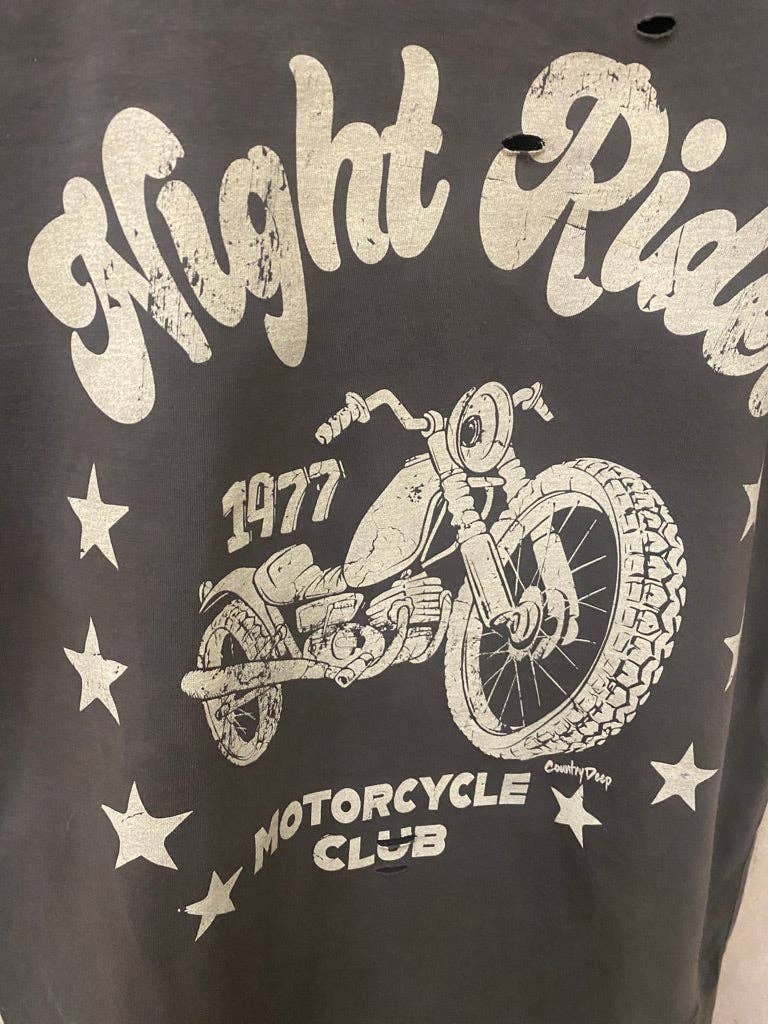 Night Rider 1977 Motorcycle club Distressed T-shirt
