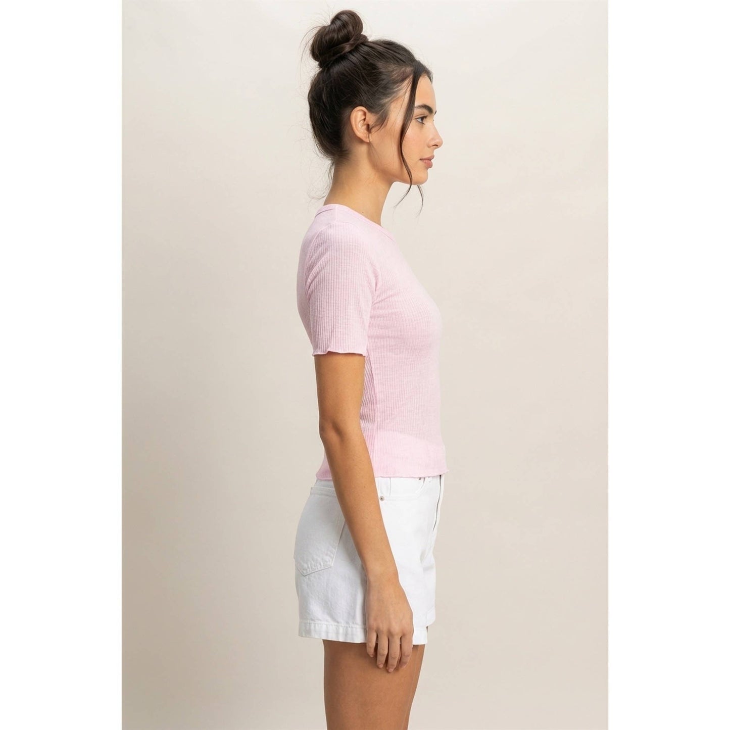 Ribbed Short Sleeve Top