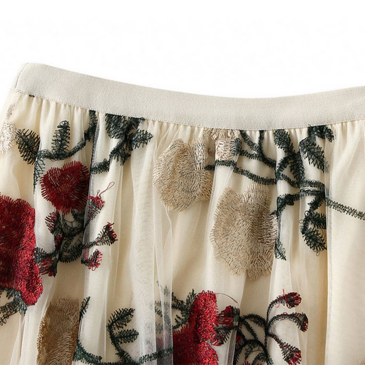 Vintage Floral Embroidered Tulle