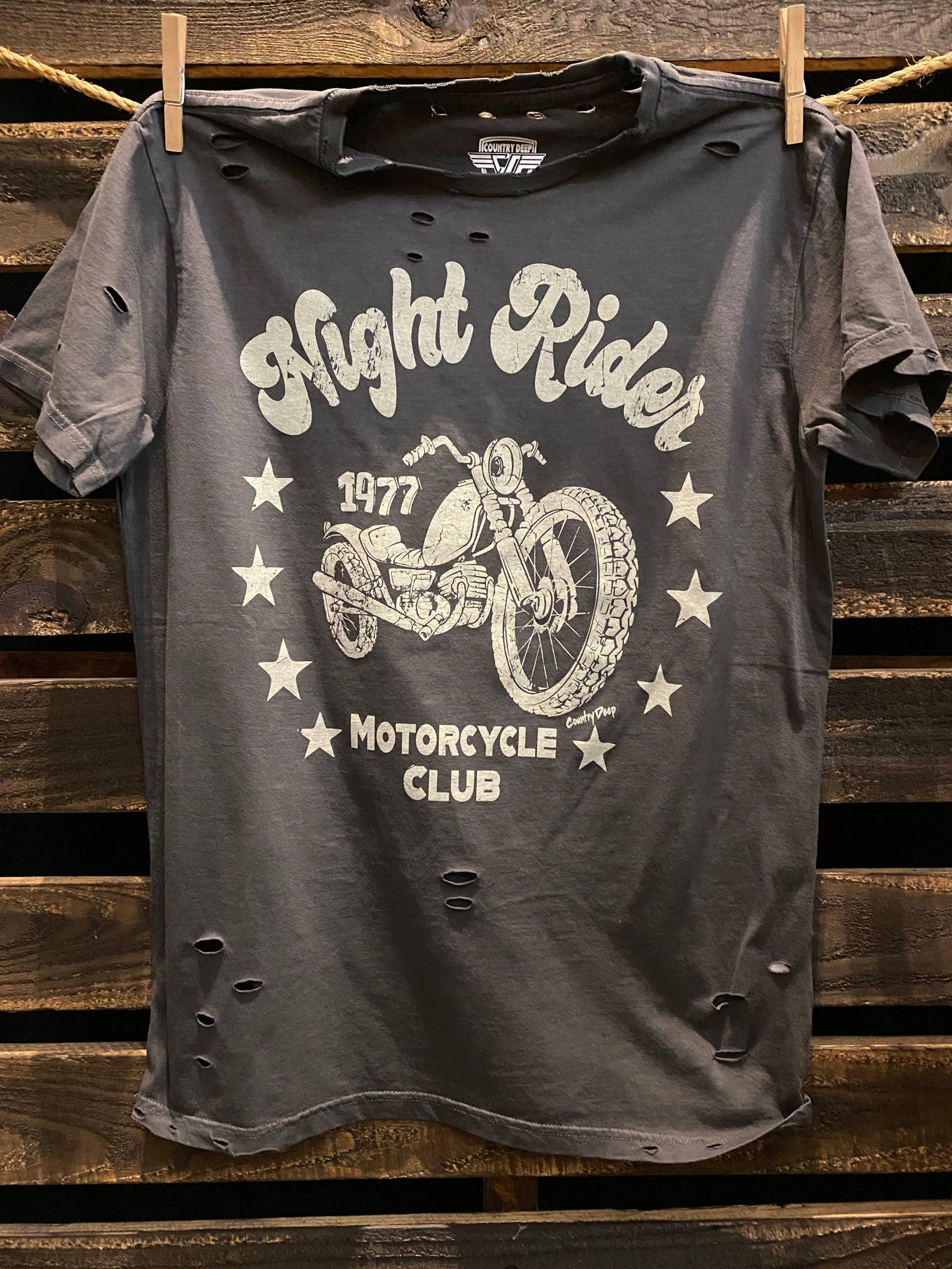 Night Rider 1977 Motorcycle club Distressed T-shirt