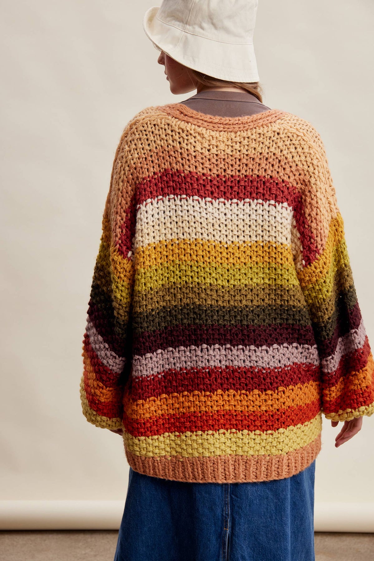 Rainbow Hand-Crochet Cardigan