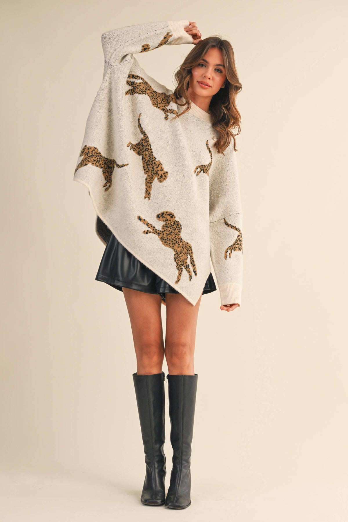 CHEETAH OVERSIZED MOCK NECK
