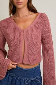 Mauve Cropped Cardigan