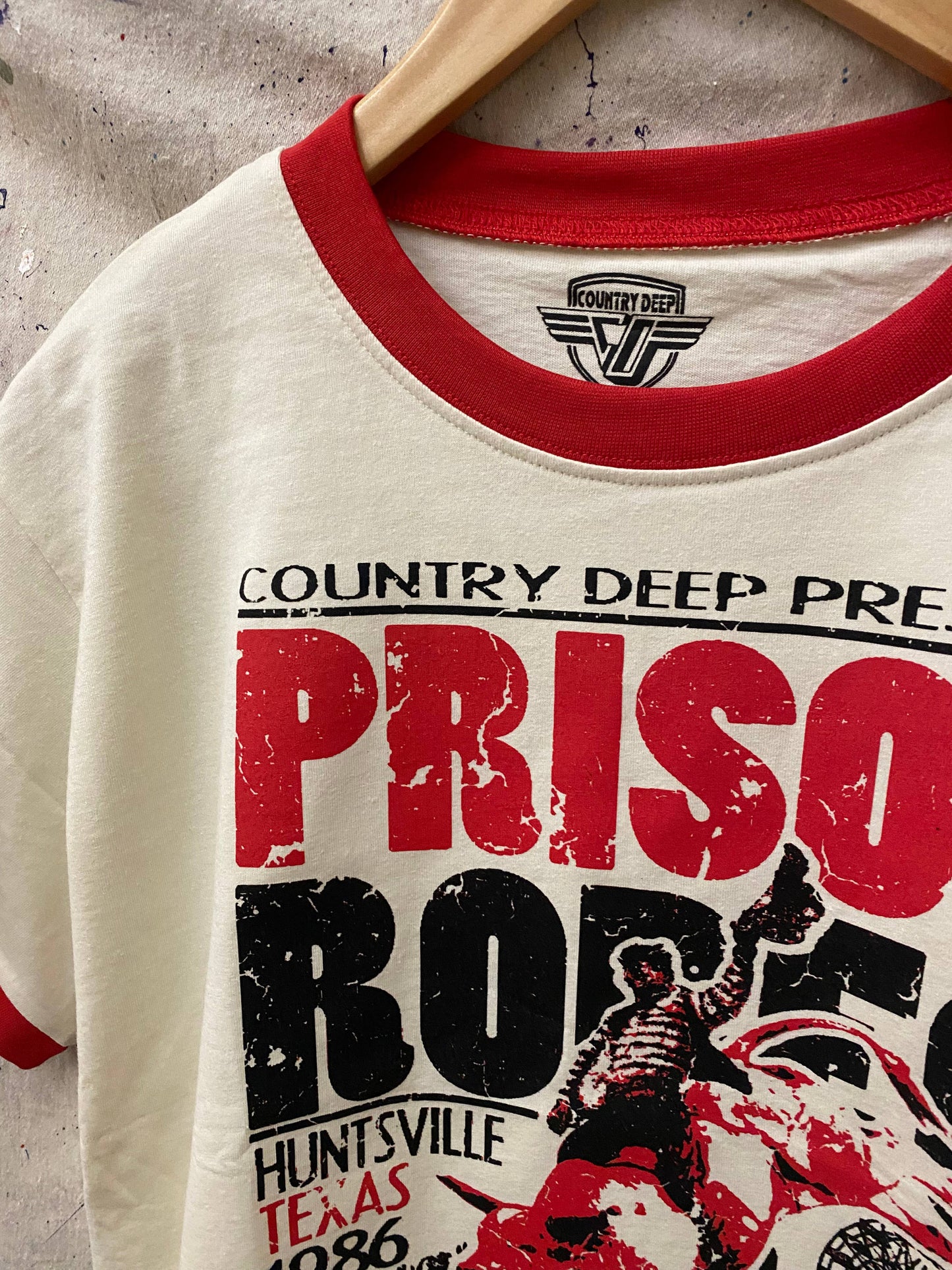 Prison Rodeo Huntsville Texas ringer Relaxed Crop Tee