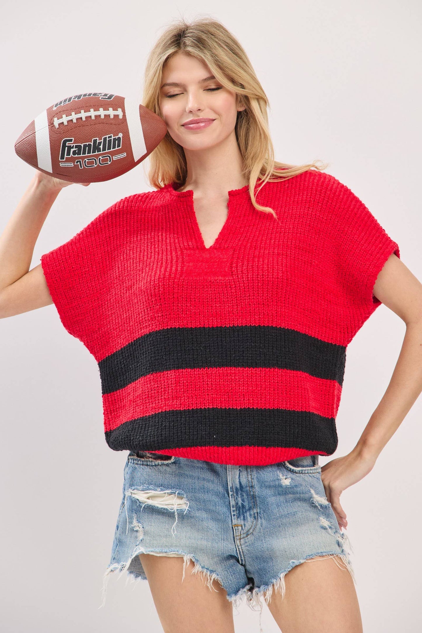 Stripe Knit Sleeveless Sweater