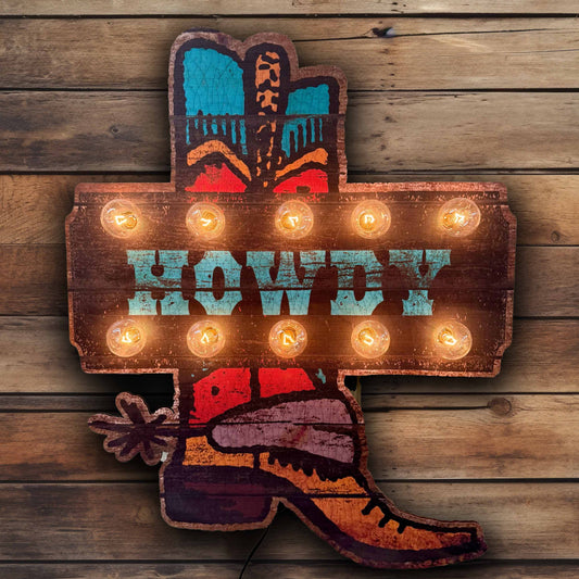 Cowboy Boot Marquee - 22.5" x 18.25" Lighted Artwork