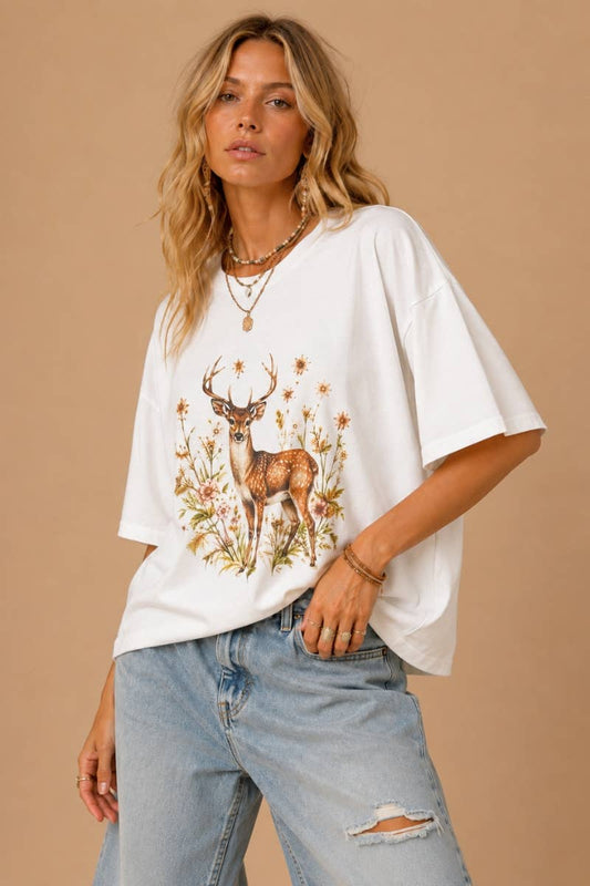 Botanical Deer Graphic Tee