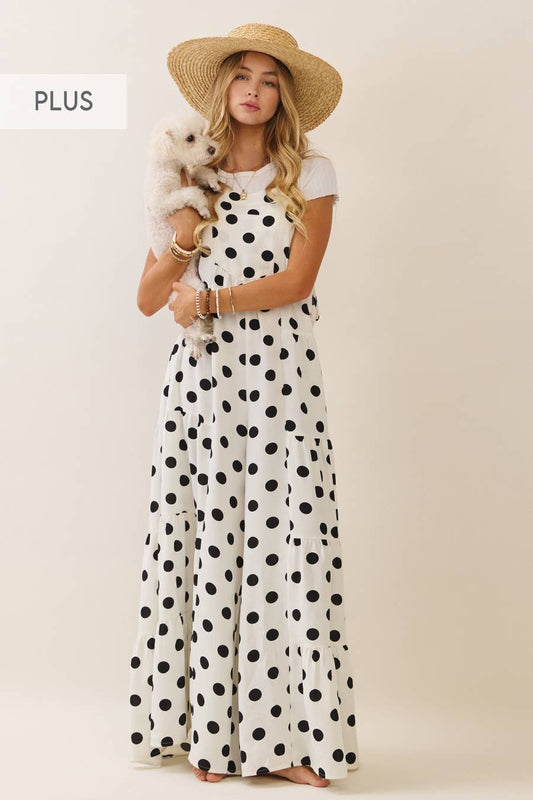 Plus Polka Dot Sling Maxi Jumpsuit