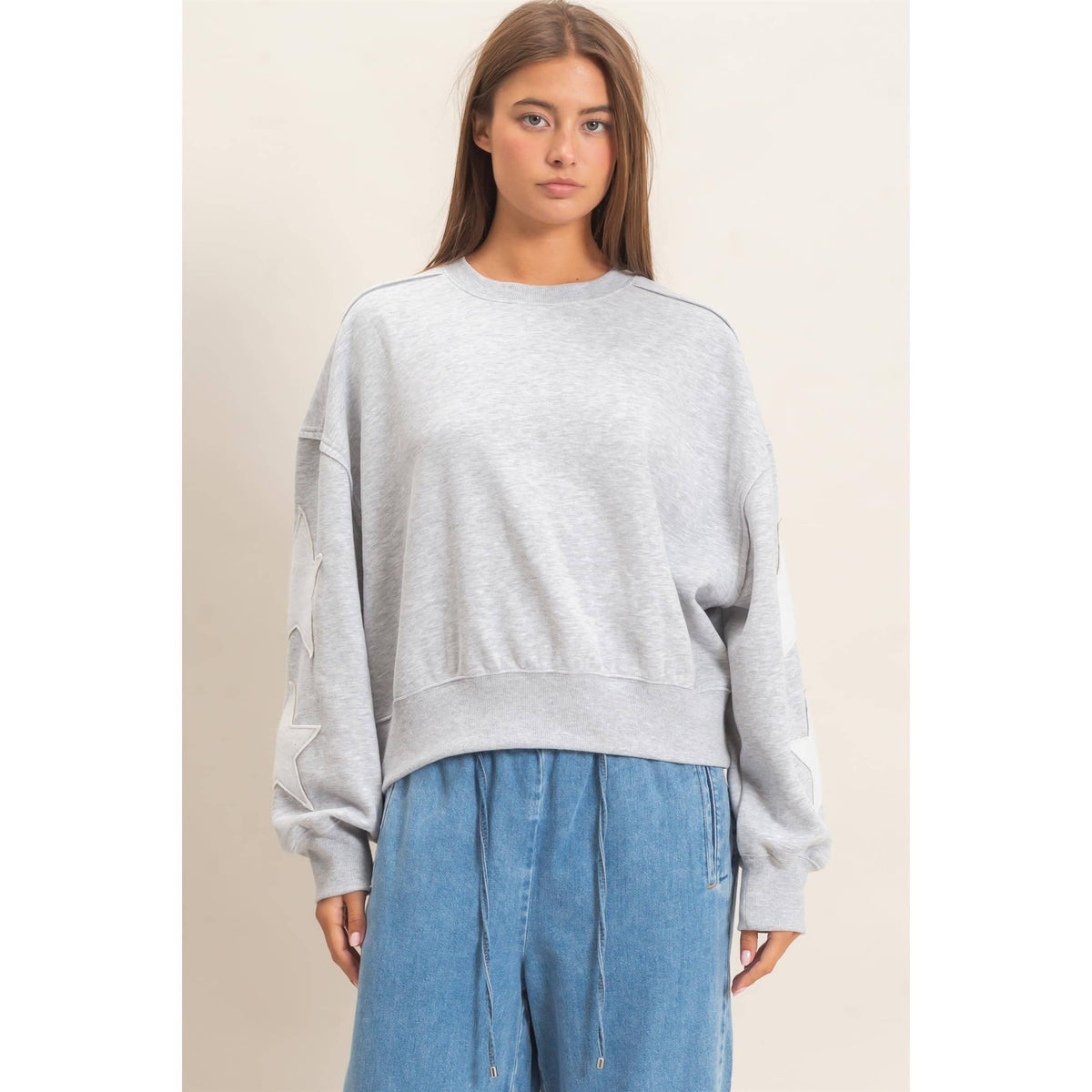 Star Patch Sleeve Sweatshirt