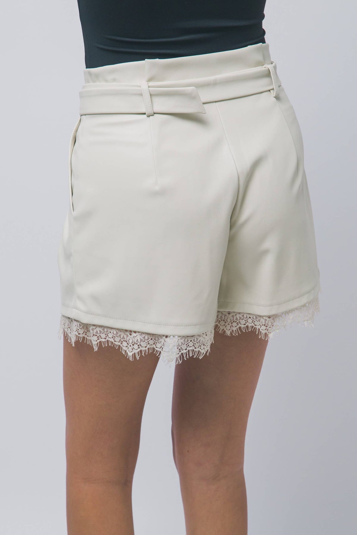 Faux Leather Pleated Shorts