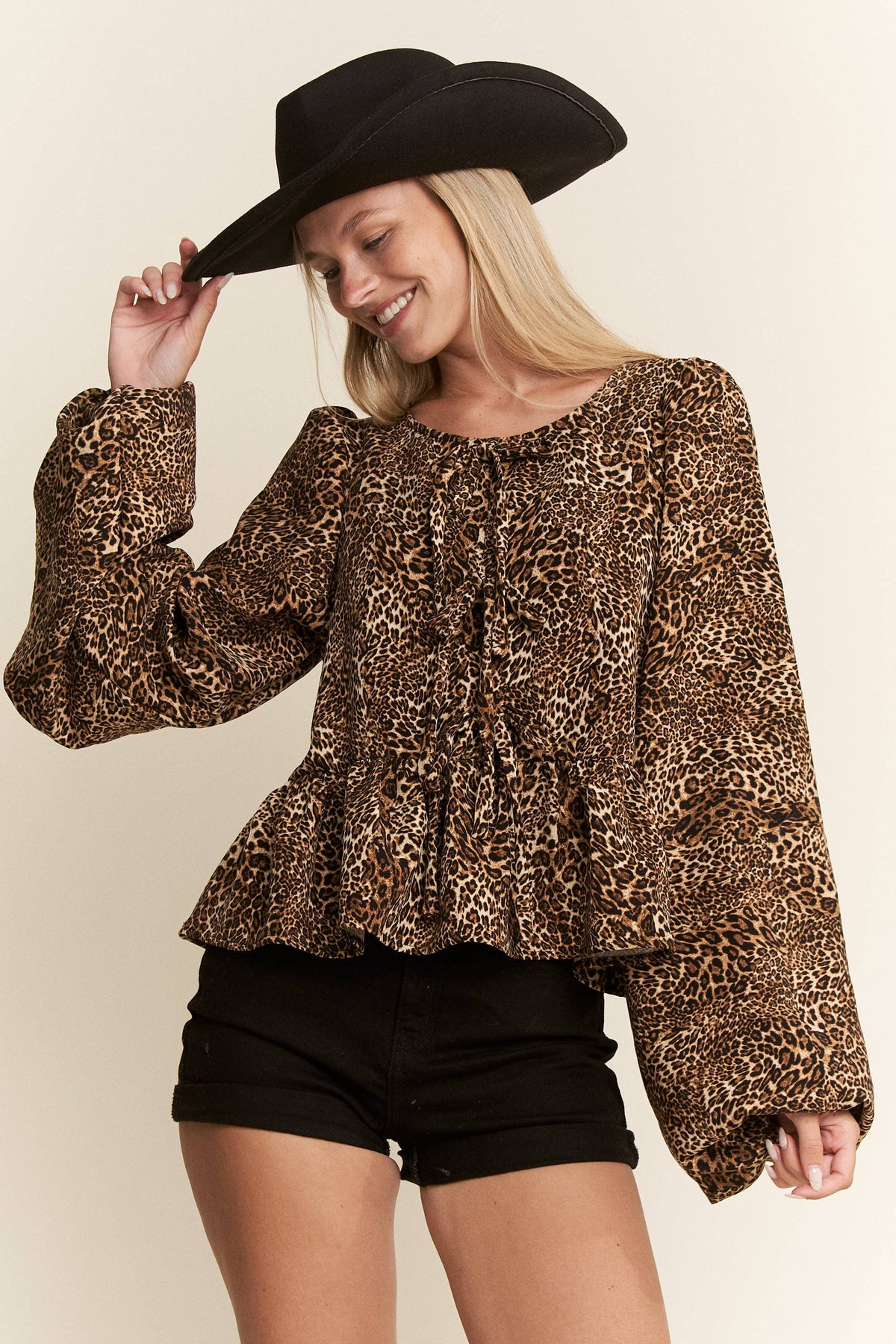 LEOPARD PRINT BOW FRONT TOP- Plus