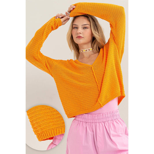 V Neck Dropped Shoulder Sweater