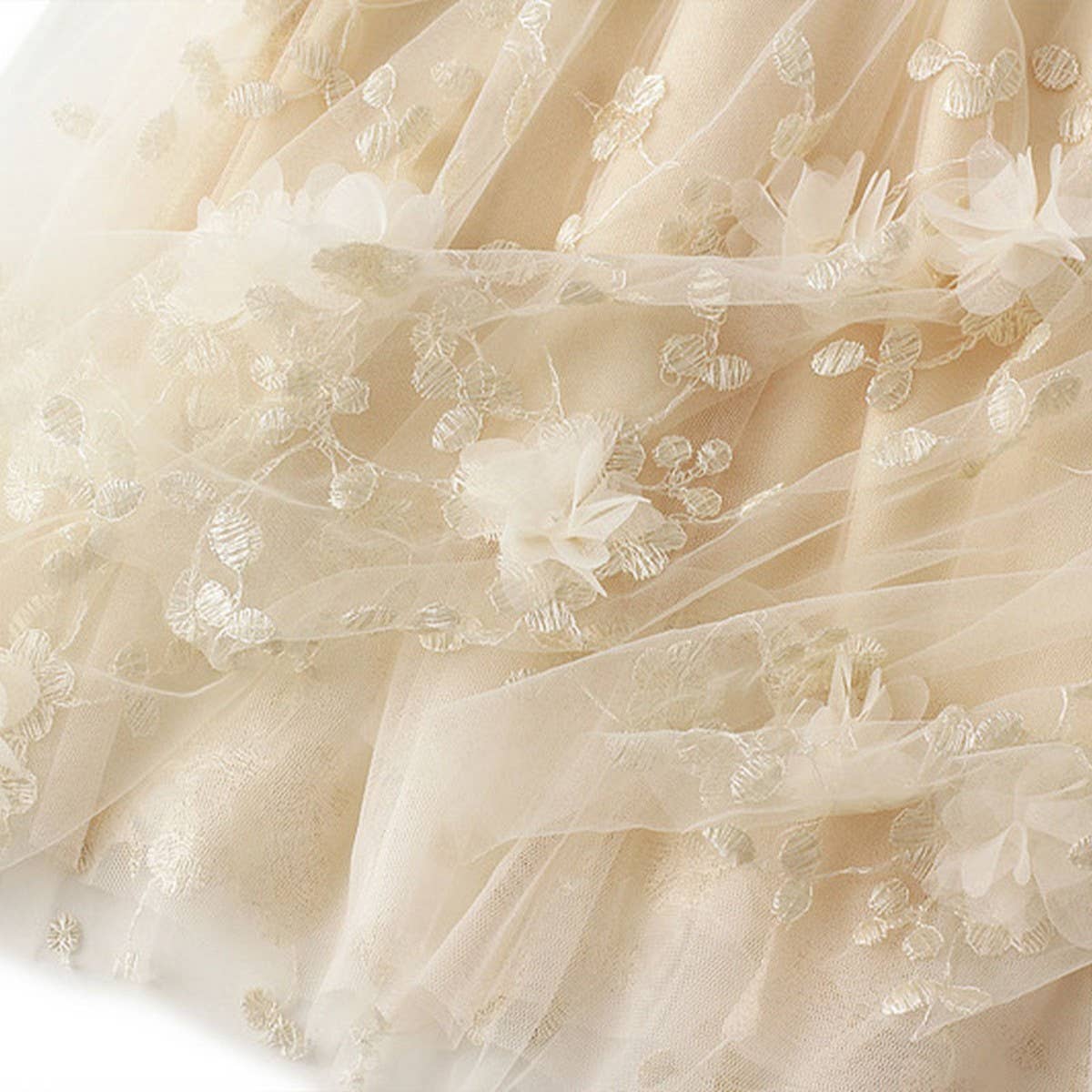 Embroidered Tulle A-Line Maxi Skirt