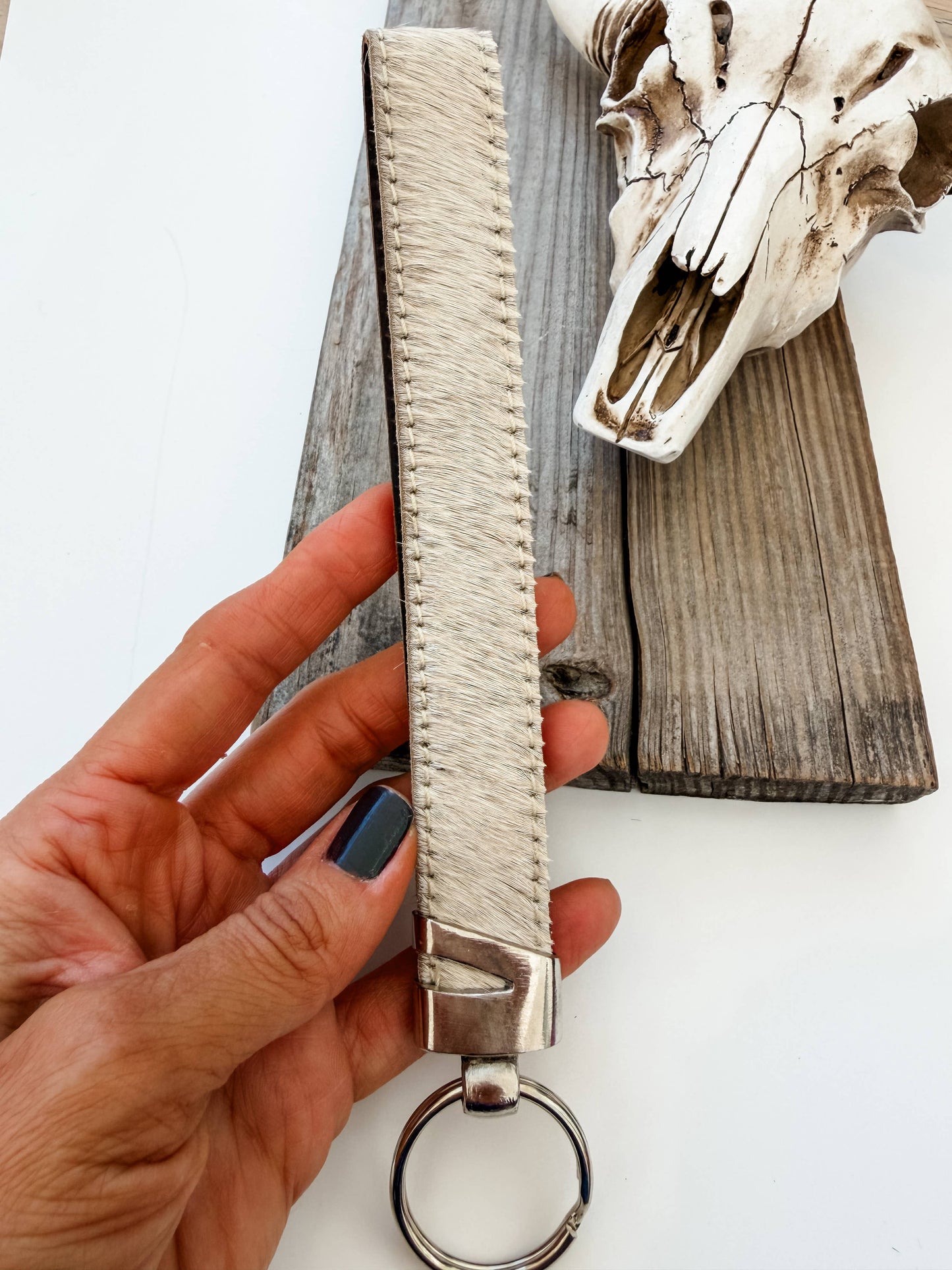 Western Hair On Cowhide Keychain
