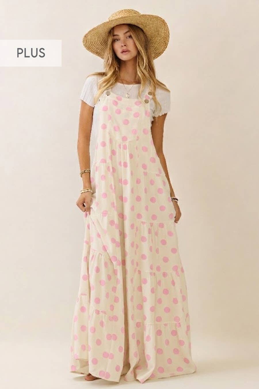 Plus Polka Dot Sling Maxi Jumpsuit