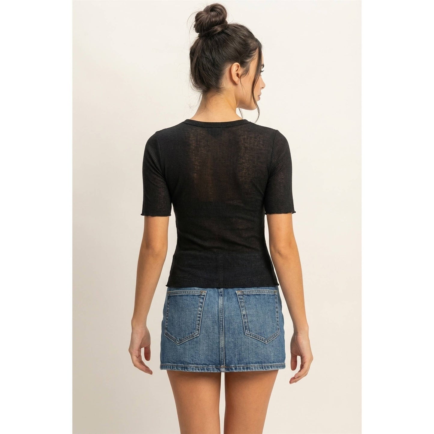 Ribbed Short Sleeve Top