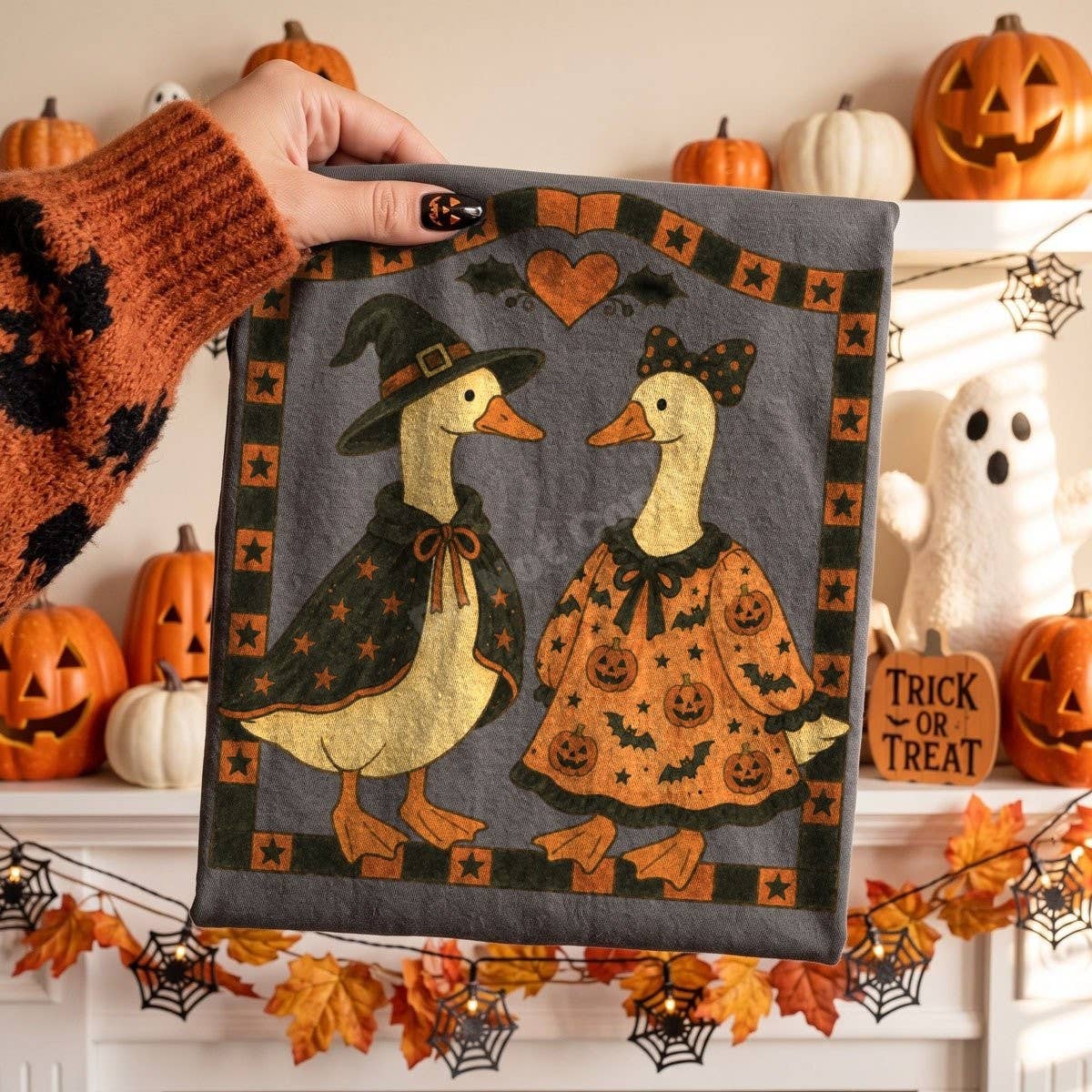 Folk Art Halloween Geese Tee