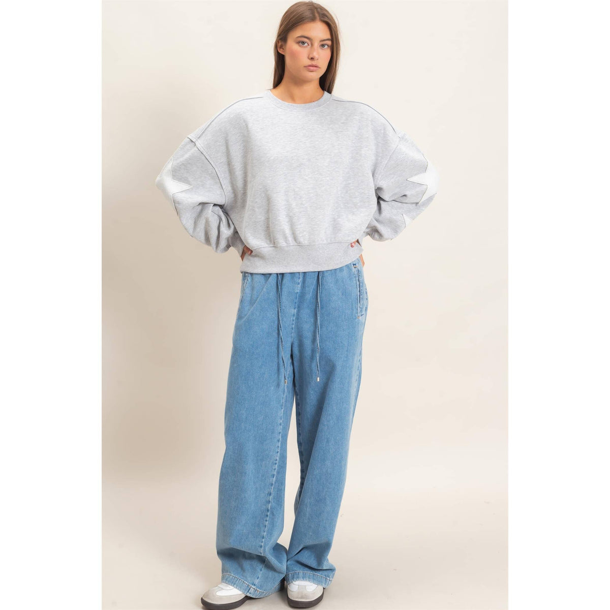 Star Patch Sleeve Sweatshirt