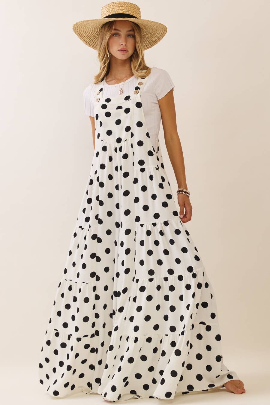 Plus Polka Dot Sling Maxi Jumpsuit