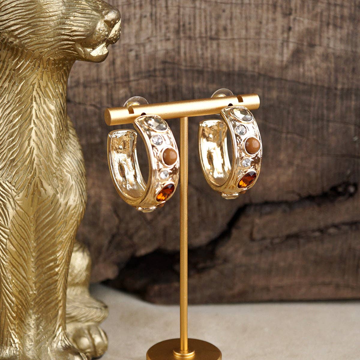 Celestial Glow – Jeweled Hoop Earrings