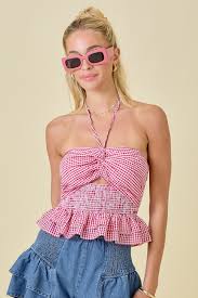 Gingham Halter Top