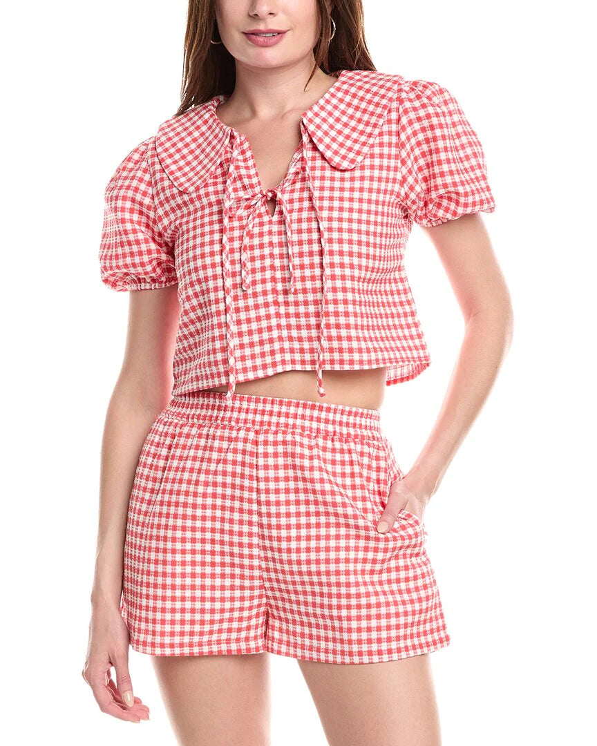 Red Gingham Shorts Set