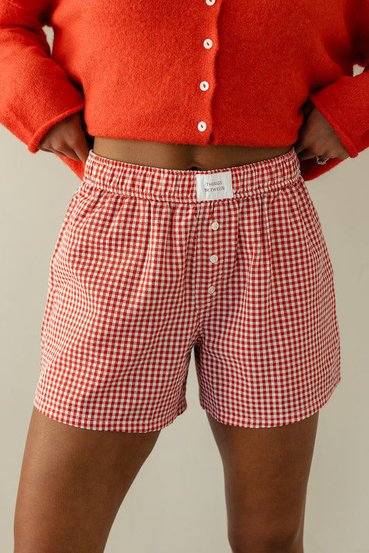Gingham Lace Trim Boxer